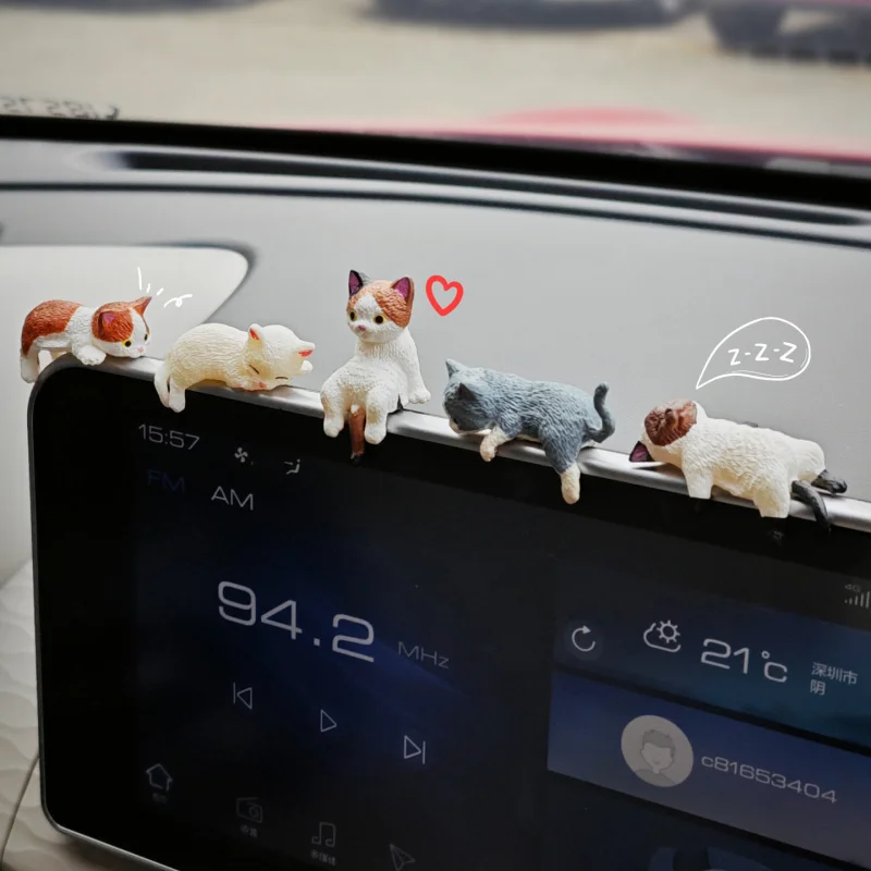 Cute Car Screen Ornament, Cartoon Lying Auto Center Console Display Decor, Animal Figurine Interior Dashboard