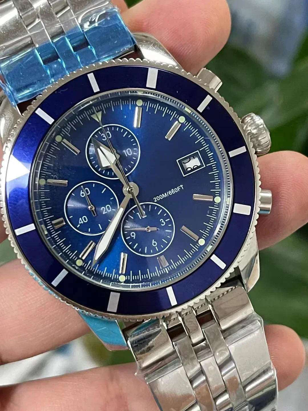 Luxury New SuperOcean Mens Watch Ceramic Quartz Chronograph Reloj Hombre