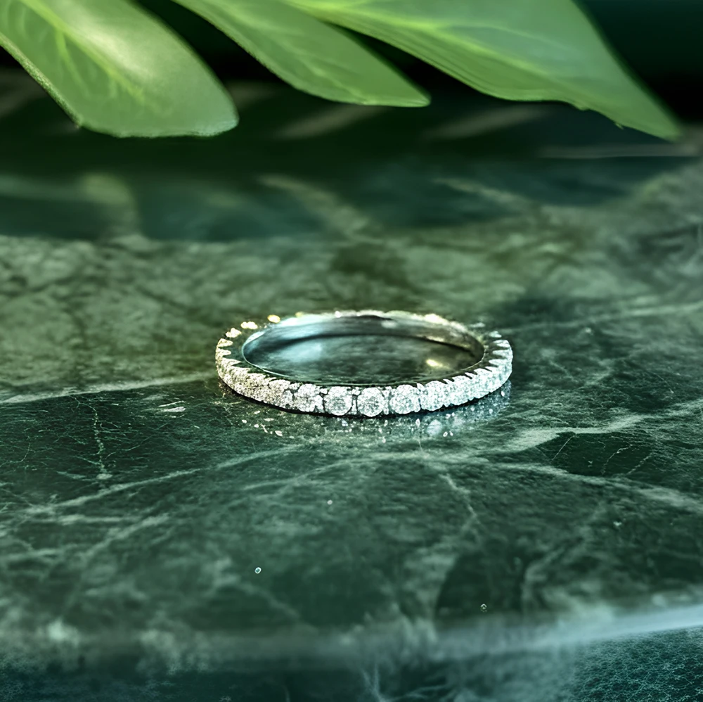 Luxuriöser Design-Ring mit Vollbesatz aus Kubischem Zirkonia für Damen Ehering Günstige Preise 316L Edelstahl Herrenschmuck Jubiläumsgeschenk – Detail 7