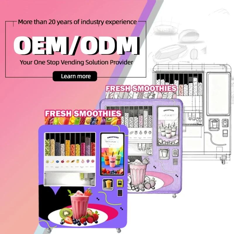 2026 Professional Innovative Fully Automatic Smoothie Vending Machine DIY Maker Credit Card QR Code Token Customized