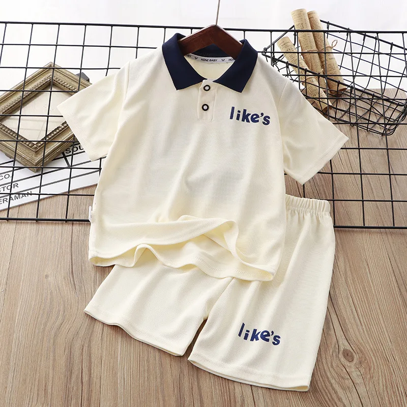 Fashion Letter Children Tshirt Shorts Sets Summer Kid Polo Short Sleeve Pant Suit Boy Girl Tracksuits Soild Color Outfit Clothes