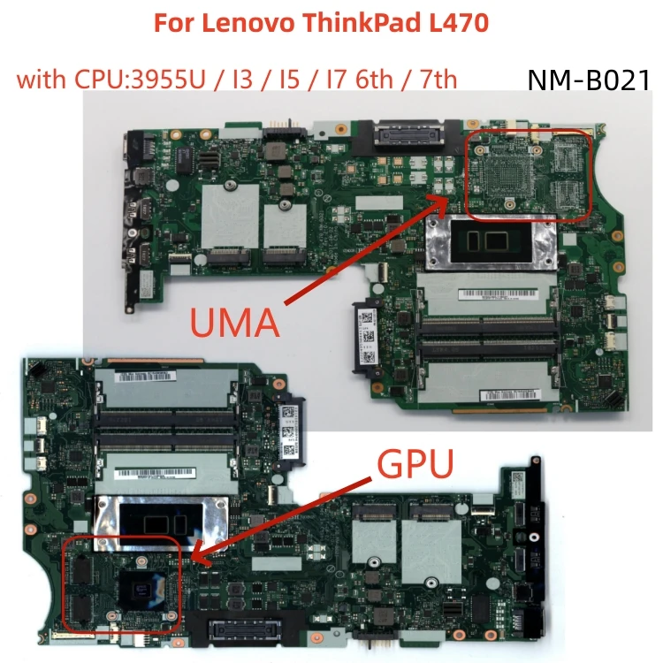 

New DL470 L470 Laptops ThinkPad motherboard Model optional SN NM-B021 FRU PN 01YR983 CPU I3 I5 I7 UMA GPU AMD Radeon R5M430 V2G