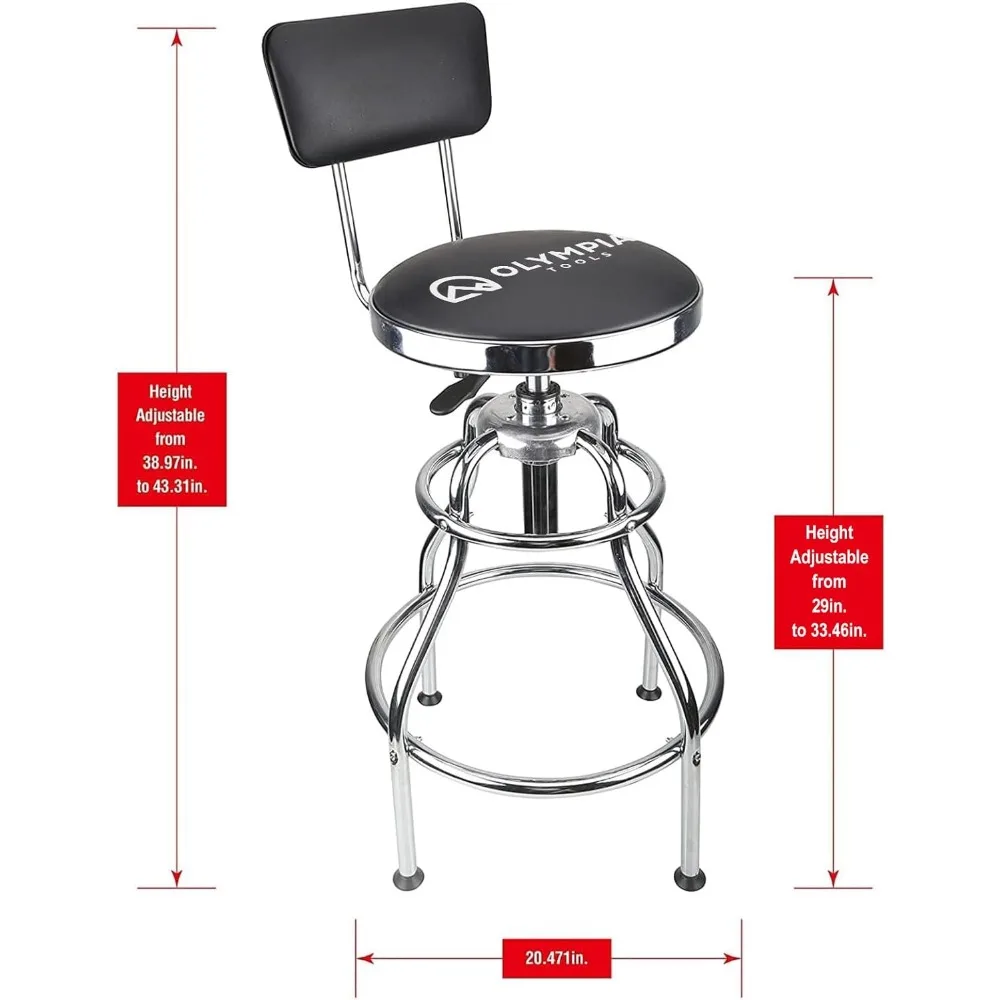 Adjustable Hydraulic Work Stool, Black