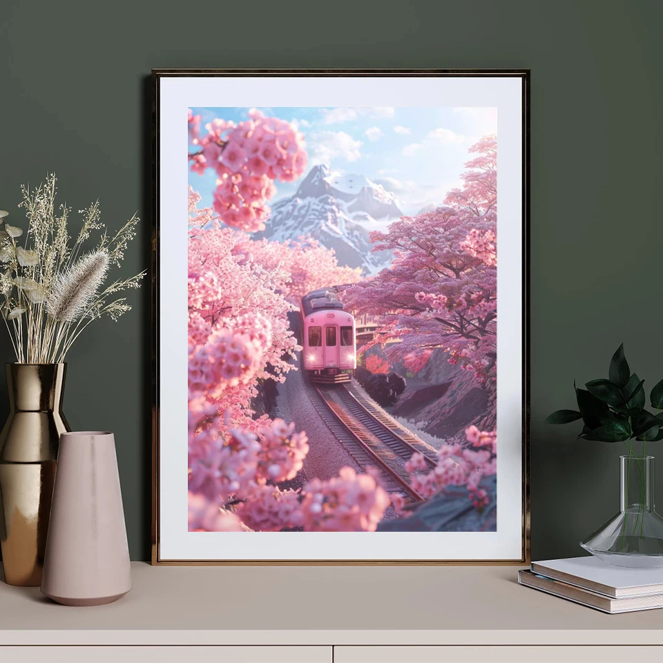 Pittura diamante 5d fantasia Sakura treno diamante pieno mosaico paesaggio ricamo punto croce kit decorazioni per la casa