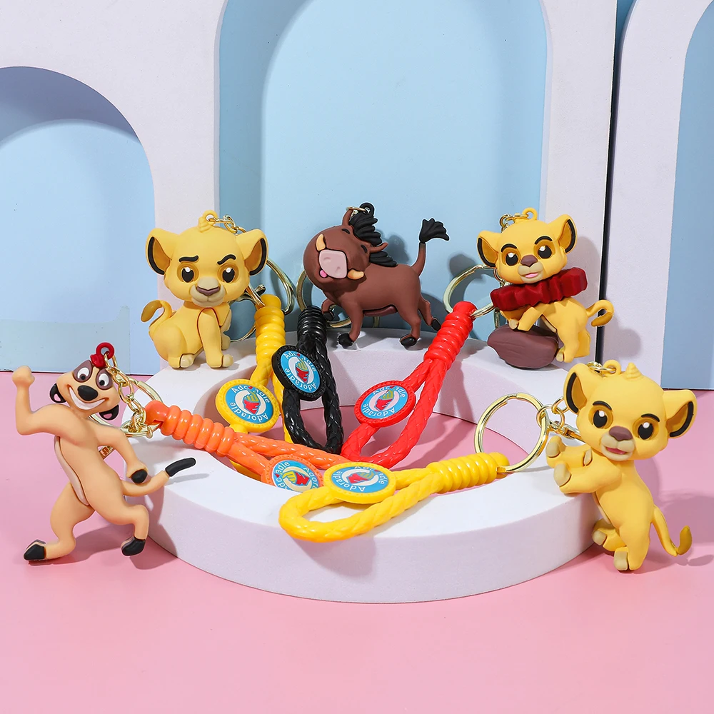 Nuevo llavero de Anime Rey León lindo Simba y Mufasa muñecas de silicona bolso mochila colgante llavero regalo para niños