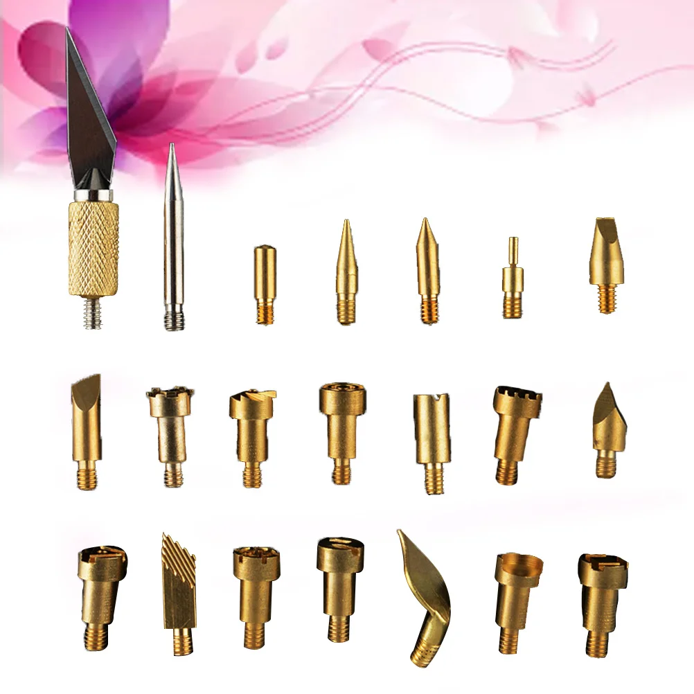 

22Pcs Soldering Iron Tips Copper Replacement Set for Pyrography Wood Burning Drawing Lettering Decorative Patterns DIY