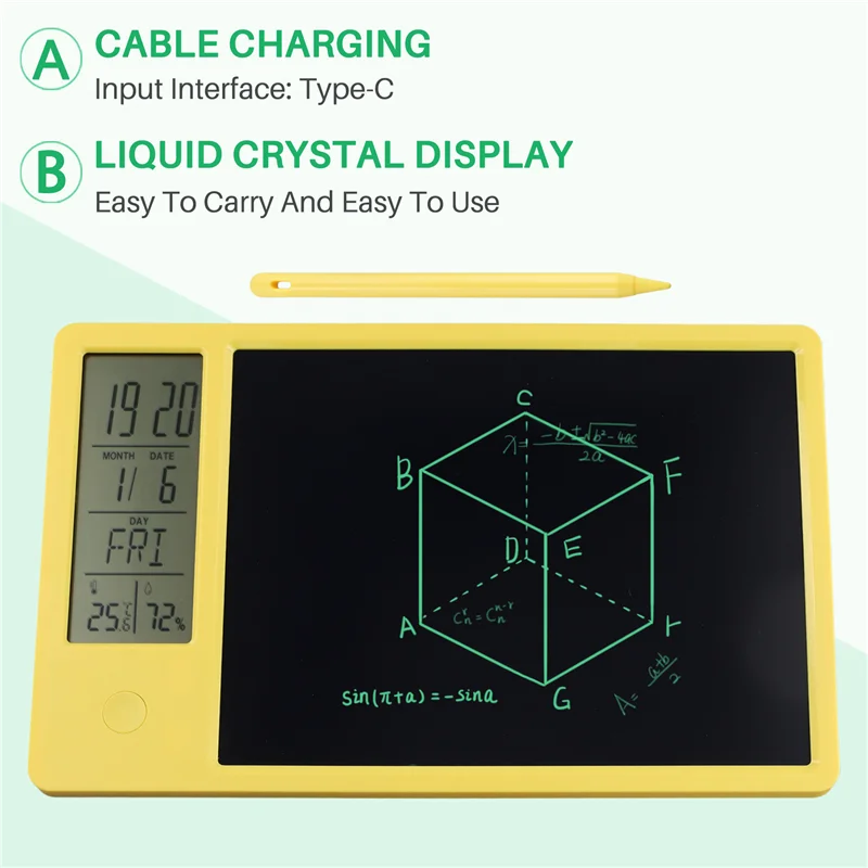 B03B-Multifunctional Electronic Desk Calendar LCD Handwriting Board With Alarm Clock Humidity Temperature LCD Message Board