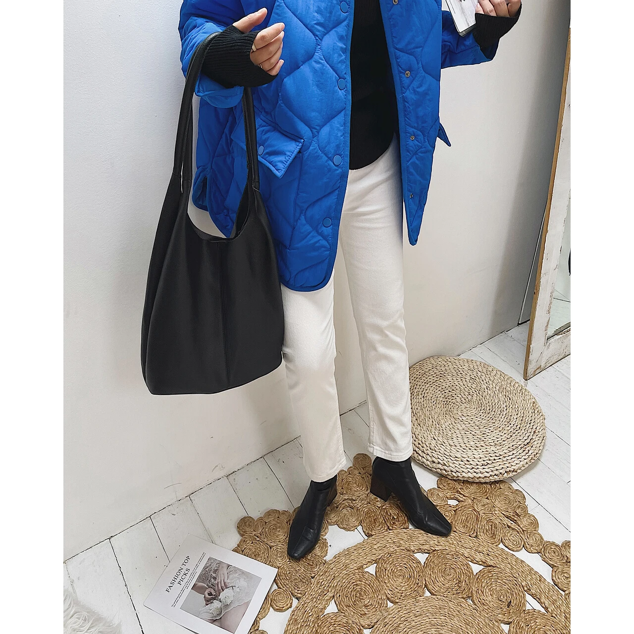 

Elastic Straight Leg Pants Women's Autumn Winter Nine Points Small Size Slimming White Floing Casual Trendy High Waist