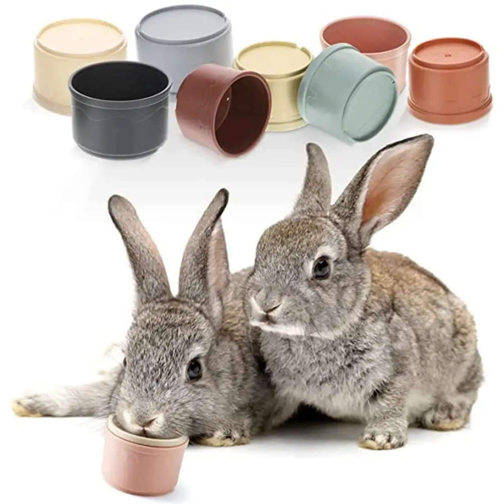 

Stacking Cups Toy For Rabbits Multi-colored Reusable Small Animals Puzzle Toys For Hiding Food Playing