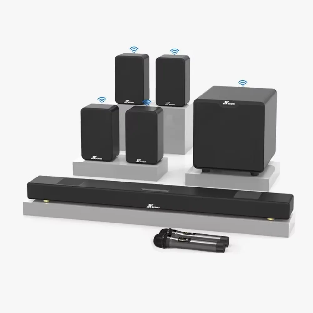 7.1 HD Wireless Home Theater Surround Sound System for TV with Big Sound Wired Subwoofer and 2 Pairs of Surround Speakers