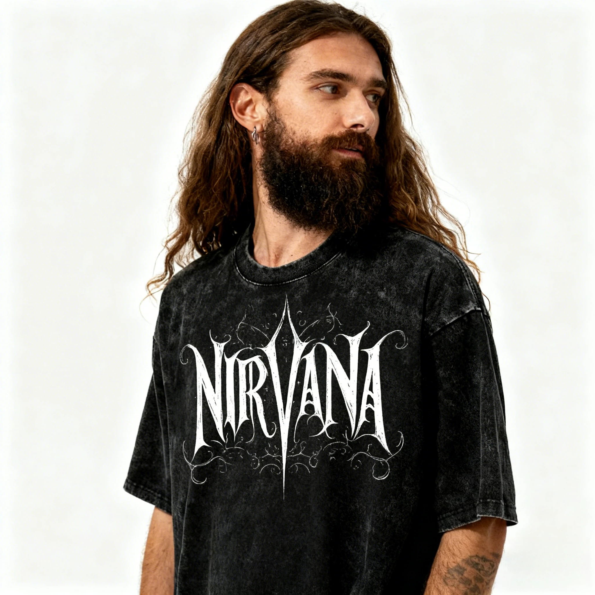 Nirvana rock band men's Retro cotton Washed Tee In Utero album man Women's oversized Y2K distress Tshirt Casual Loose streetwear