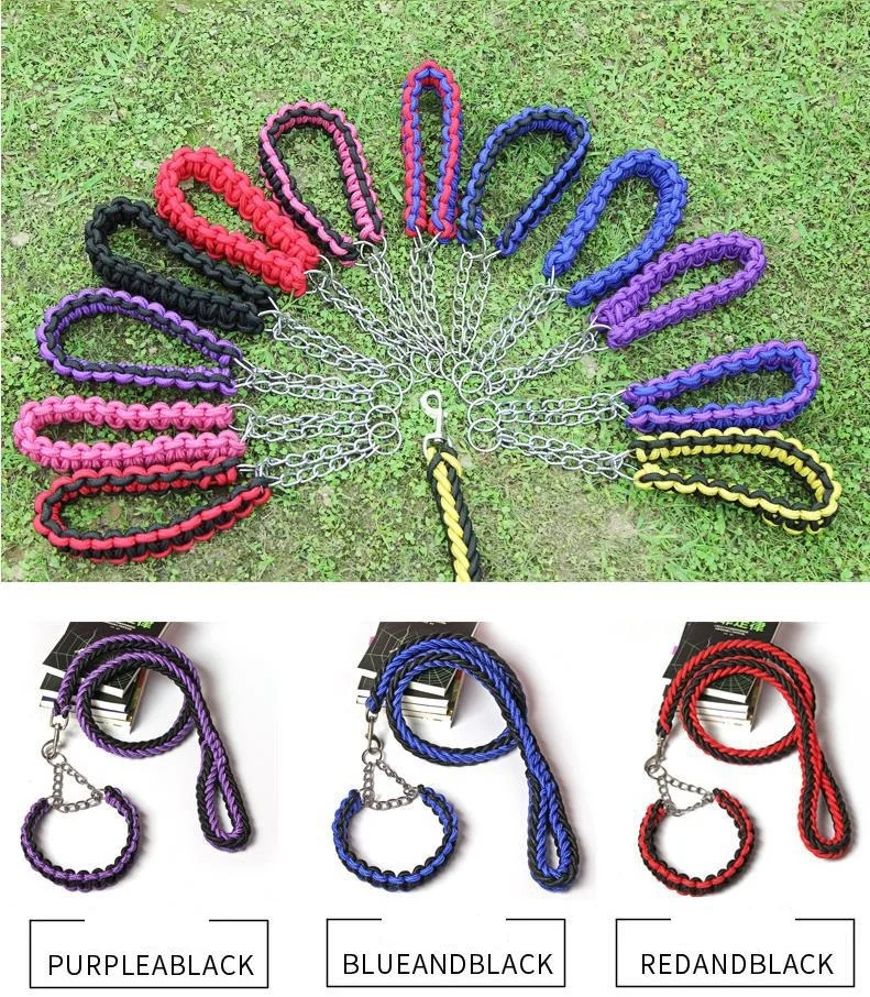 Braided Paracord Dog Rope Leash Slip Lead Dog Leash And Collar Set