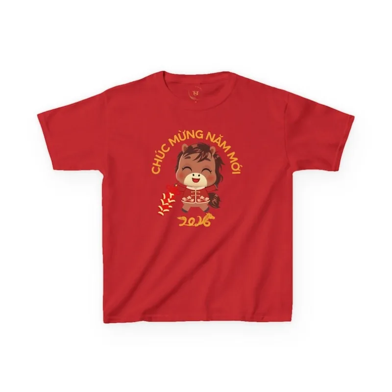 

Kids Chuc Mung Nam Moi, Tet 2026, Vietnamese New Year, Tet Shirt Crew Neck Short Sleeve All Seasons Outdoors Casual Fashion Soft