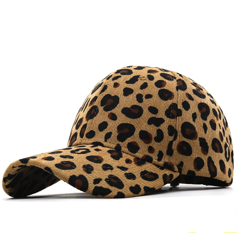 

Winter Corduroy Leopard print Baseball Cap Unisex Vintage Baseball Hat Women Men Outdoor Adjustable Hip Hop Gorras Snapback