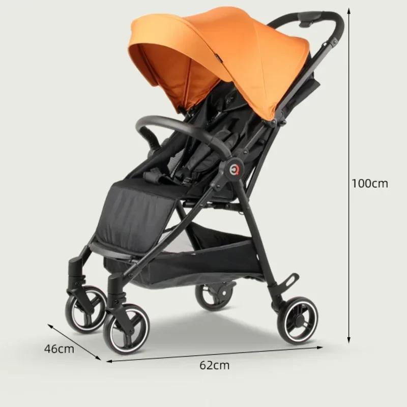 Compact Baby Stroller, One-Click Foldable Pram, Reclining Seat, Shock-Absorbing and Lightweight Baby Buggy for Easy Travel