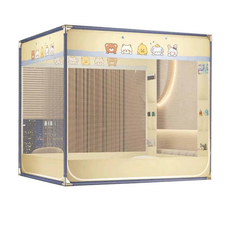 

Anti-drop mosquito net household bedroom free installation full cover yurt pattern net full bottom baby anti-drop bed