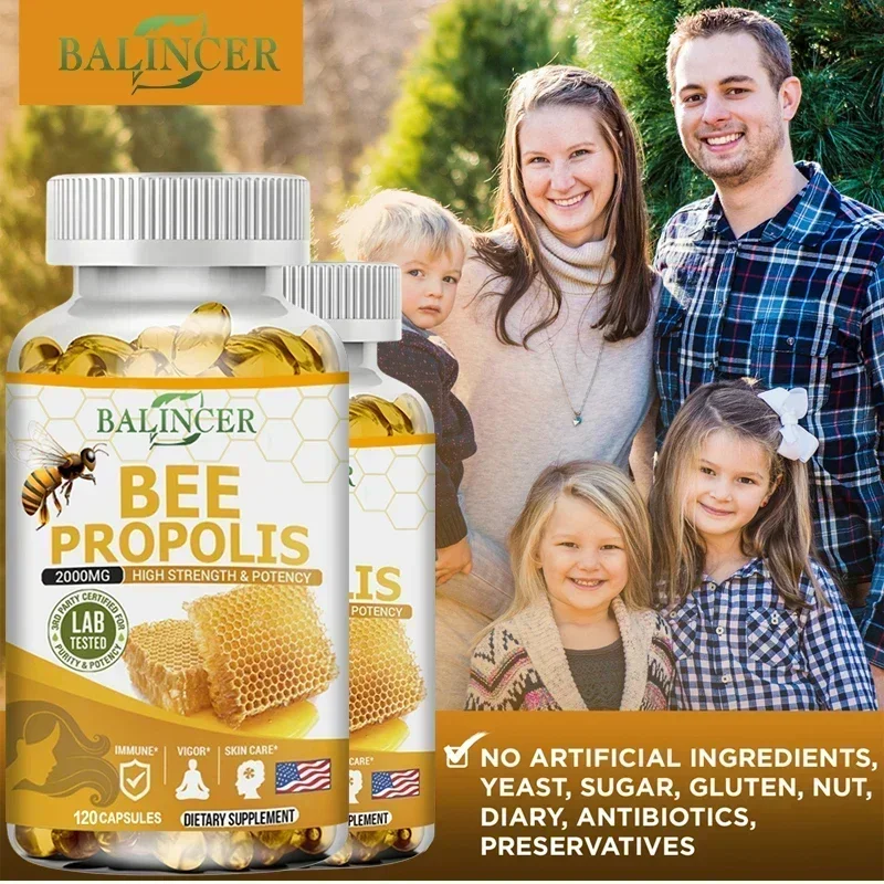 كبسولات BEE PROPOLIS - الطاقة، وظيفة المناعة، الهضم، امتصاص المغذيات، تعزز صحة البشرة بشكل عام