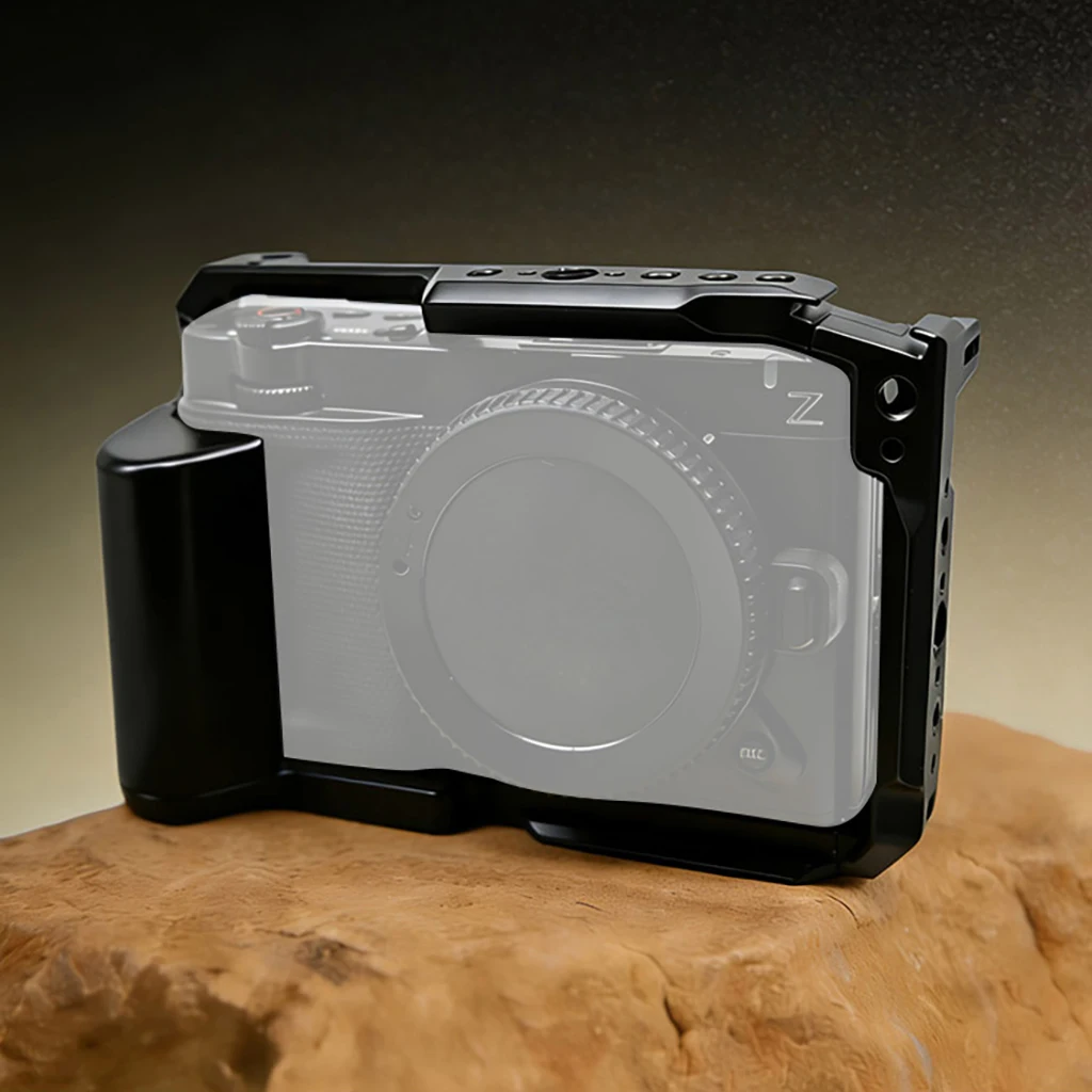 ZR DSLR-Kamerakäfig für Nikon ZR mit 1/4 3/8 Zoll Gewindebohrungen, Cold Shoe Mount, NATO-Schiene, Mikrofon- und Lichthalterung, Kamera-Schutzrahmen – Detail 1