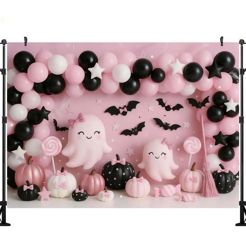 LS Photography Background Spooky Halloween Pumpkin Bat Kids Birthday Party Cake Smash Portrait Decor Backdrop Photo Studio