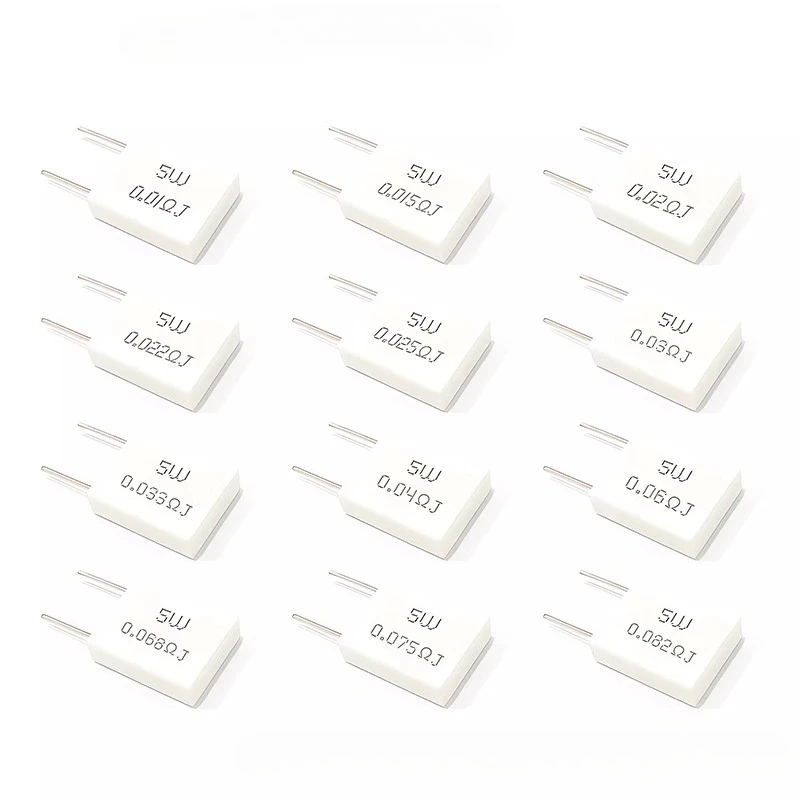 5PCS 5W Non-inductive Ceramic Cement Resistor 0.001 0.1 0.15 0.22 0.25 0.33 0.5 Ohm 0.1R 0.15R 0.22R 0.25R 0.33R 0.5 R BPR56