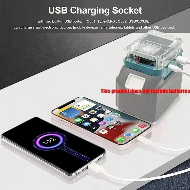 

Portable 138W Digital Display Lithium Battery Adapter Converter For Makita For DeWalt For Milwaukee For Charger USB Power Bank