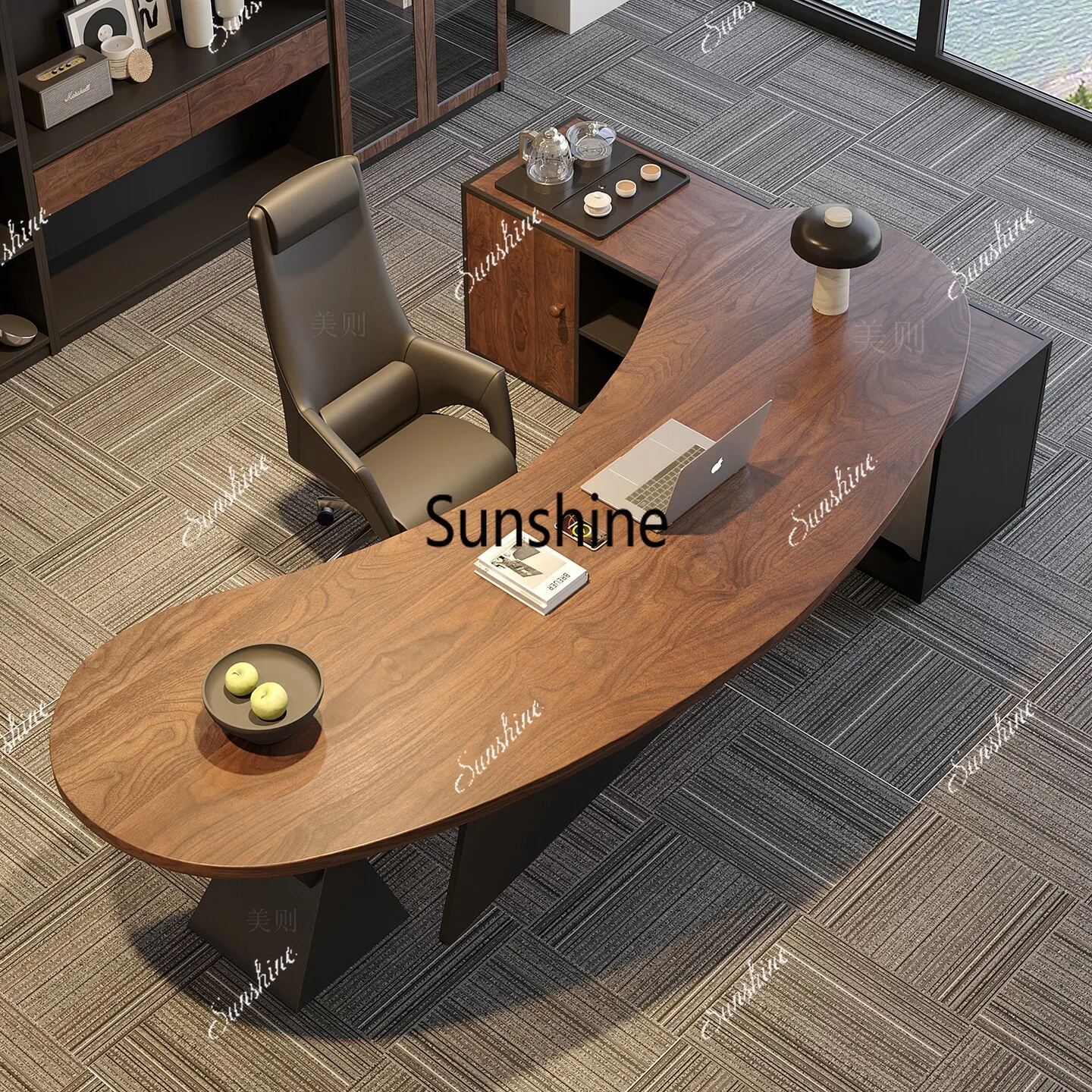 Solid wood office furniture oval president manager computer desk