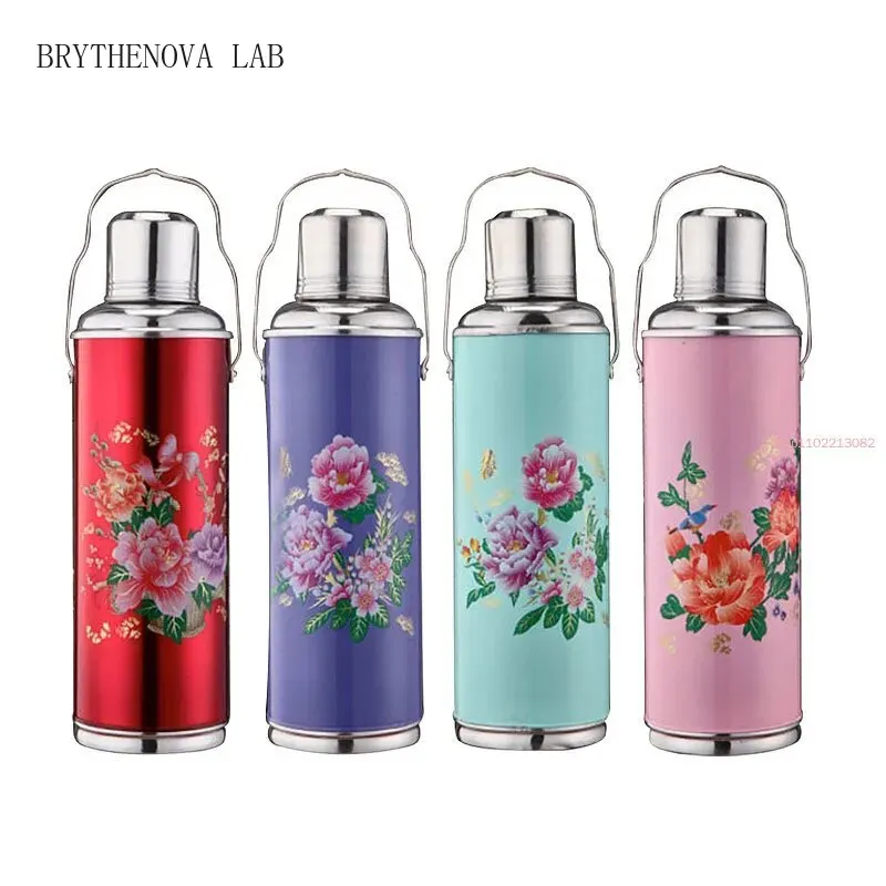1.2l/2l Retro Travel Thermosflask Water Coffee Bottle Stainless Cup Steel Mug Heat Cold Preservation