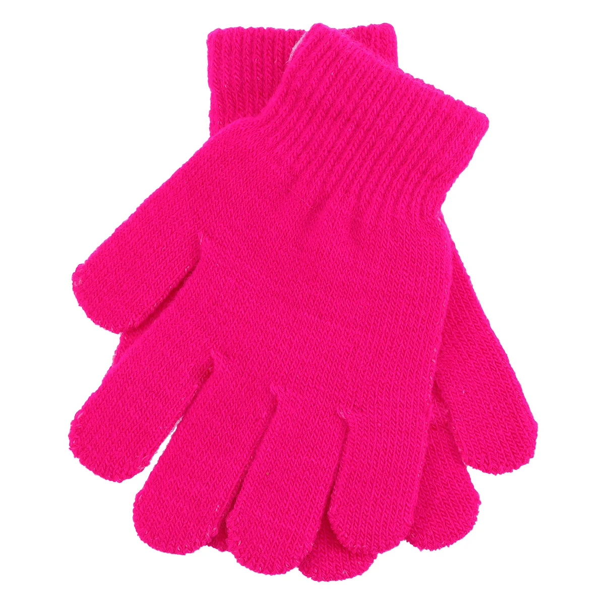 

Children Gloves Knitted Warm Winter Autumn Full Finger Five Fingers Solid Color Rosy for Kids Ages 4-12 Kids Gloves