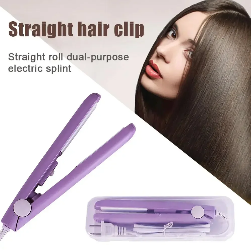 Mini 2 in 1 Hair Straightener Flat Iron Tourmaline Ceramic Splint Straightening Curling Tool Portable Curling Iron Small Hair