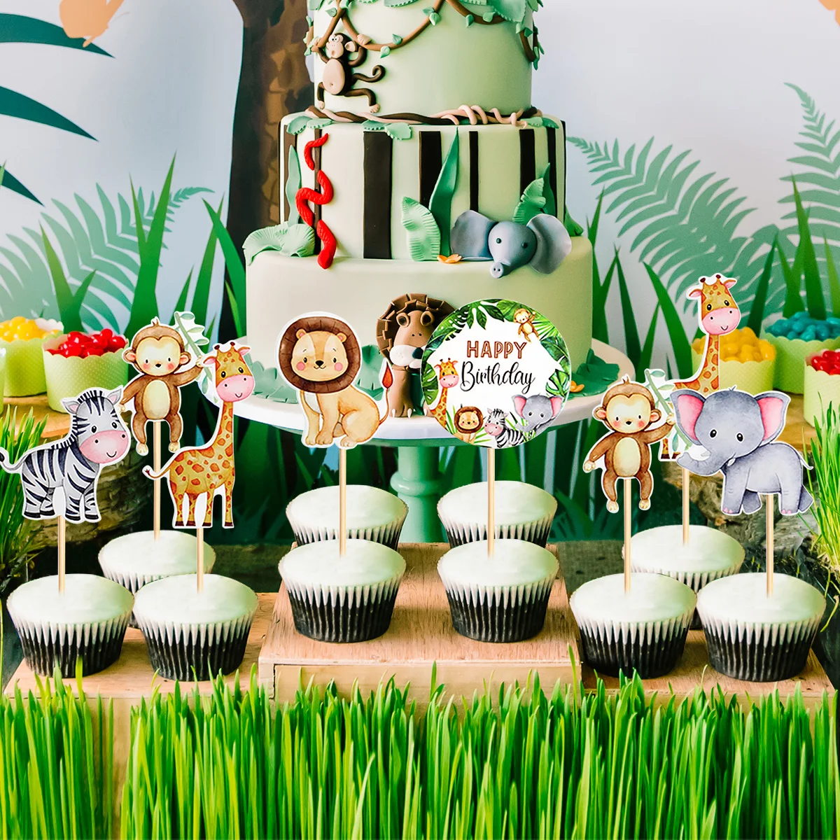 Adornos animales fiesta infantil vajilla desechable decoración - imagen 3