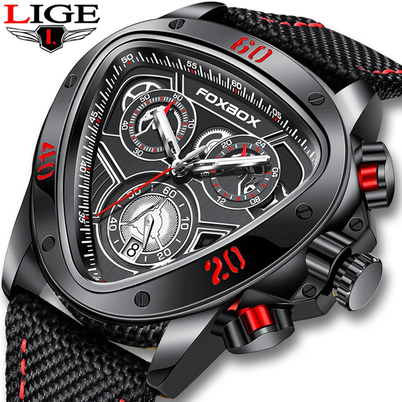 2023 LIGE New Fashion Watches with Nylon Military Male Top Brand Luxury Sport Chronograph Quartz Watch For Men Relogio Masculino