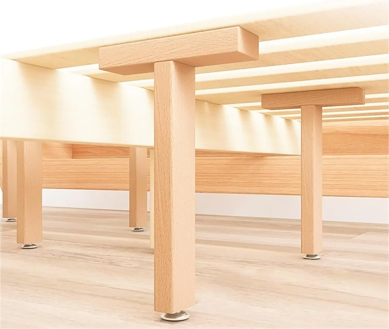 4Pcs Solid Wood Bed Support Feet, Reinforcing Bracket & Beam Frame for Bed Slat Skeleton Structure(22CM)