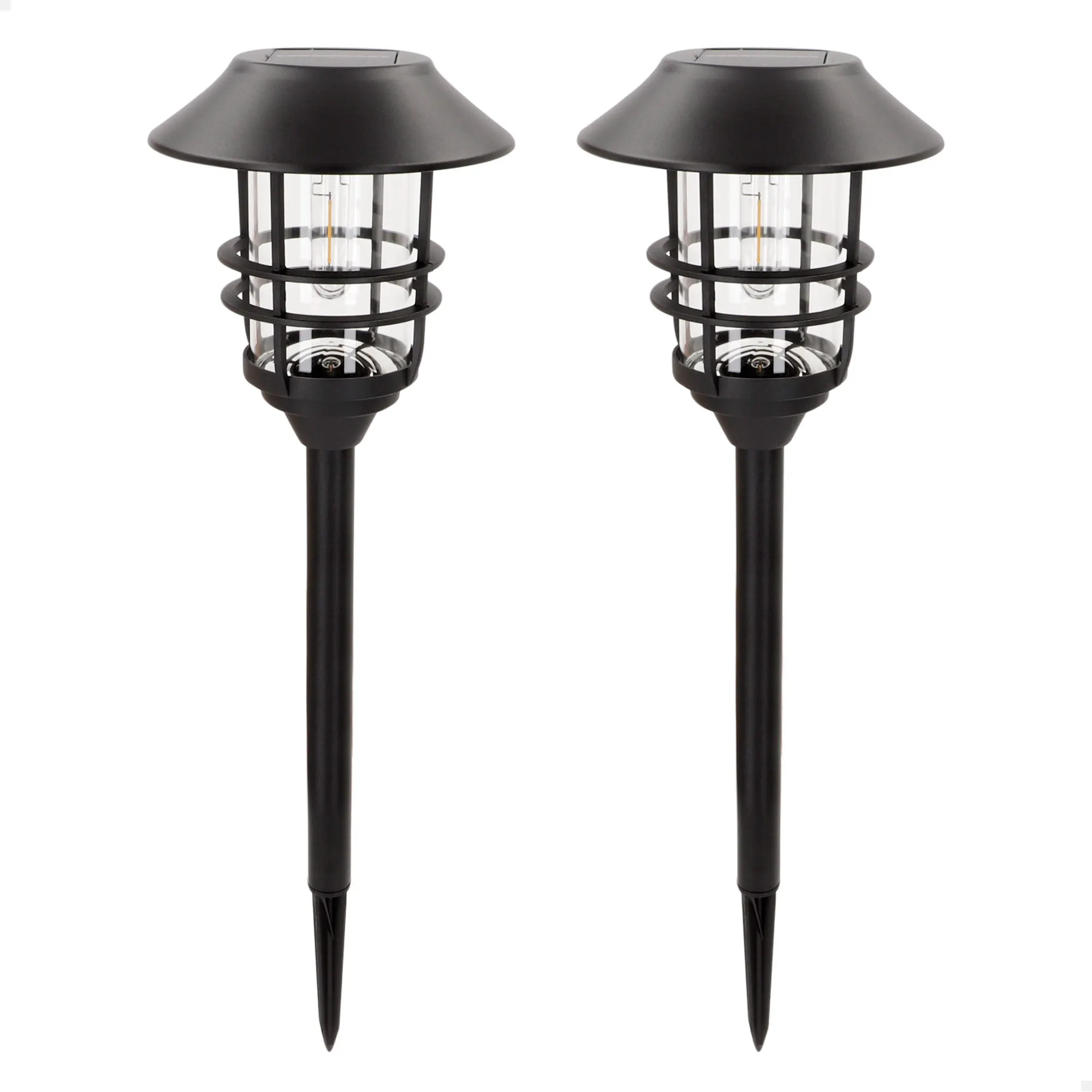 Aktive - Set de 2 balizas LED solares, luz cálida 6 lúmenes, autonomía 8h, 1 LED por baliza, alcance de 1m, resistencia IP44, estacas para clavar fácilmente en el suelo, botón on/off, ideal para