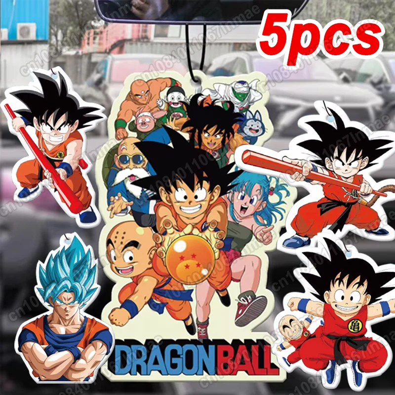 5pcs/set Dragon Ball Car Fragrance Aromatherapy Hanging Piece Anime Cartoon Son Goku Decoration Long Lasting Deodorization Gift