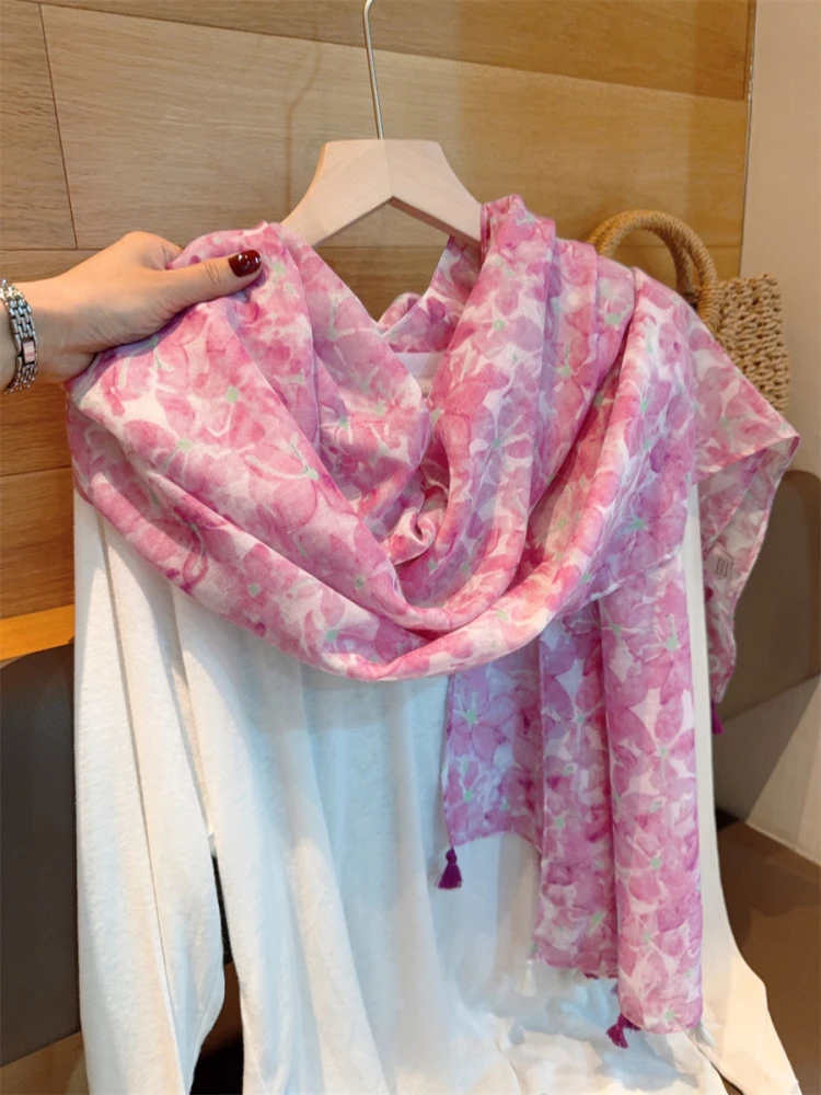 

Новый горошек с цветком для путешествий, солнцезащитный крем, солнцезащитный шарф, женский универсальный шелковый шарф большого размера