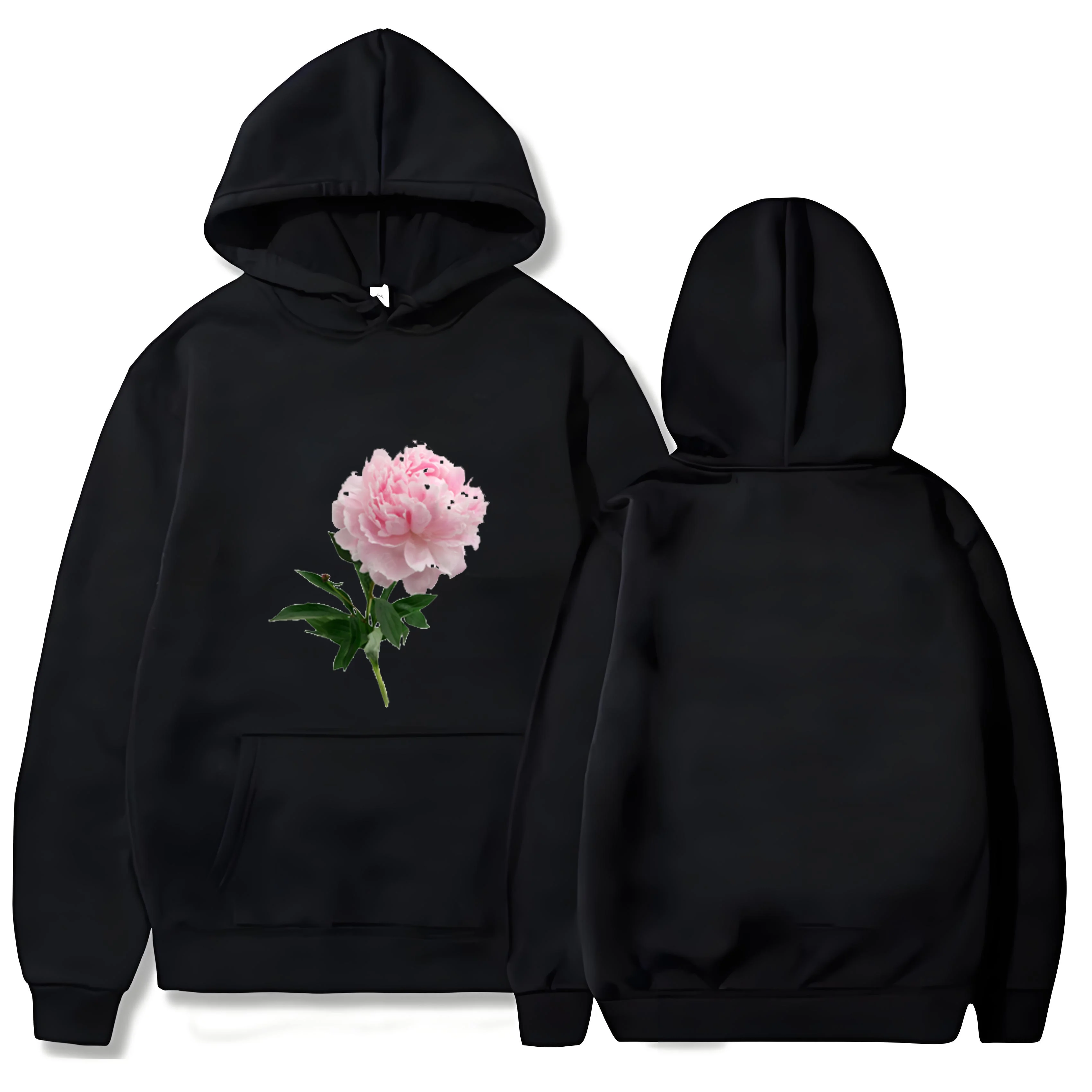2025 Sudadera con capucha de alta resistencia Y2k 330G de la marca de moda con estampados de flores reales para Halloween de hombres y mujeres
