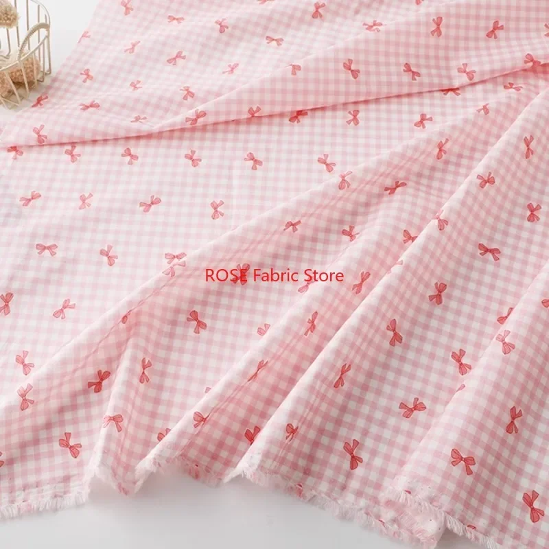 Colorful Checkered Butterfly Print Cotton Fabric for Dresses, Shirts, tabletop, Home Textiles, clothes sewing