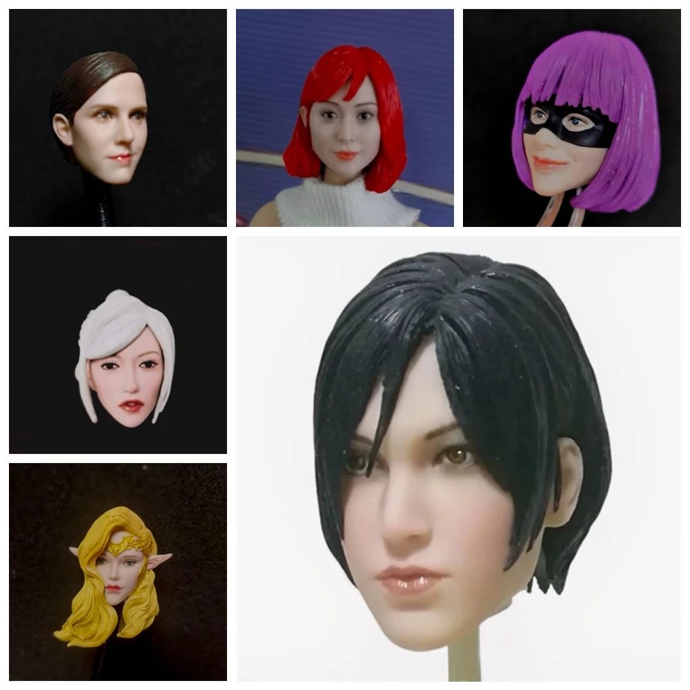 

1/6 Asia Beauty expression PVC Anime Movie Female Head Carving Soldier Model F 12"figure For 12 inch PH Tbleague figure