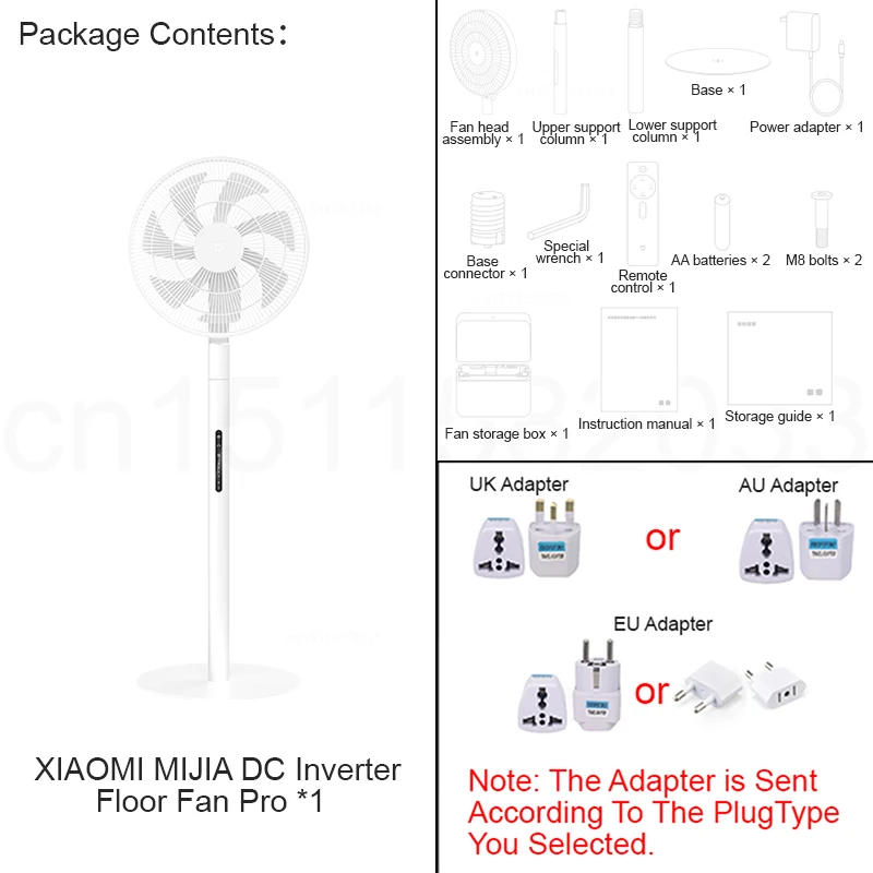 XIAOMI MIJIA DC Inverter Floor Fan Pro, suporta tipo C fonte de alimentação móvel, ventilador de piso retrátil para casa, suporte para aplicativo MI HOME