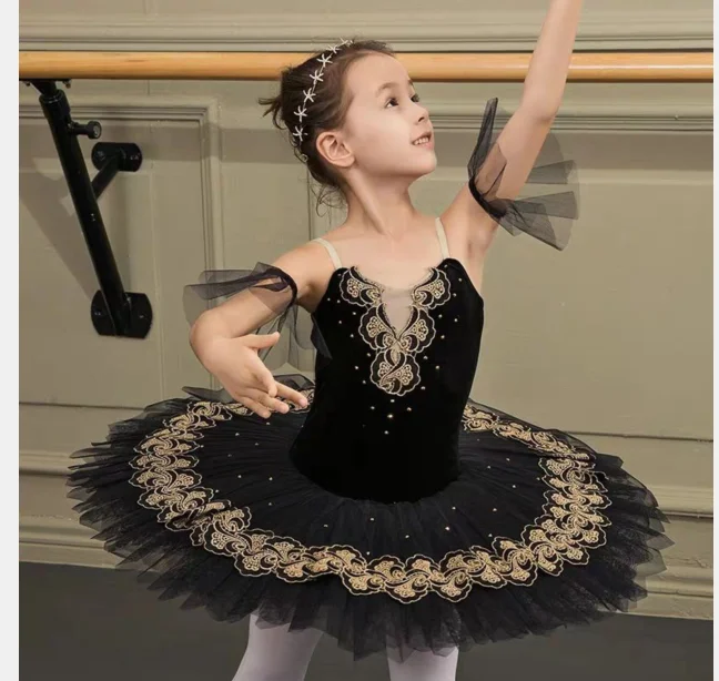 1 قطعة/الوحدة بحيرة البجع ازياء الباليه توتو فستان راقصة الباليه المهنية الطفل أطفال الباليه الرقص فستان أسود #3
