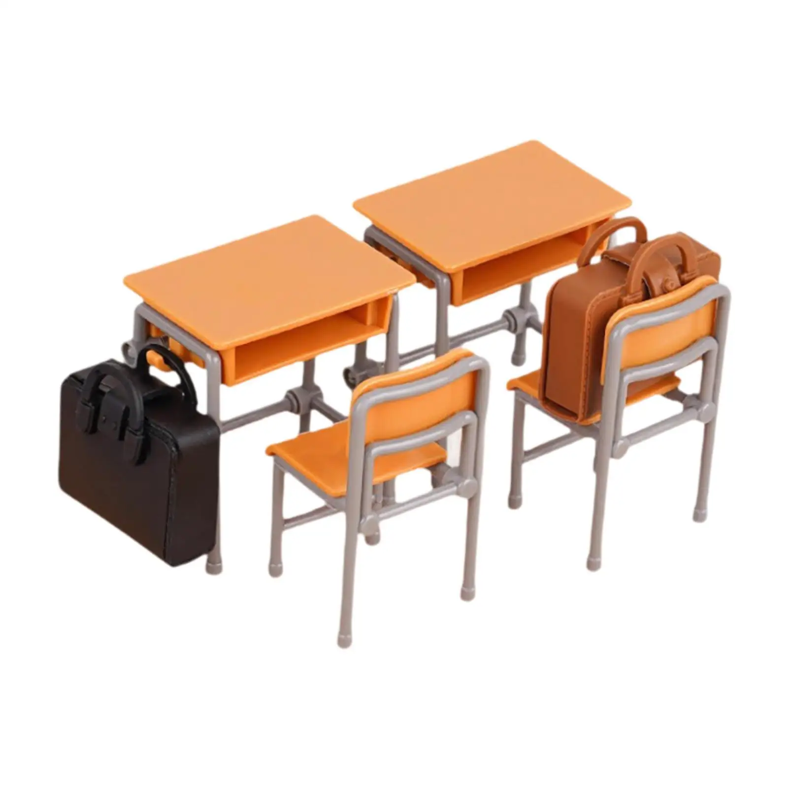 1:12 Dollhouse Classroom Desk Chair Model,Handcraft Simulation Gift,Miniature Dollhouse Furniture Set for DIY Micro Landscape