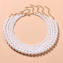 4-8mm White Pearl Chokers Necklace Clavicle Chain For Women Classic New Fashion Elegant Wedding Neck Jewelry Love Pendant Gift