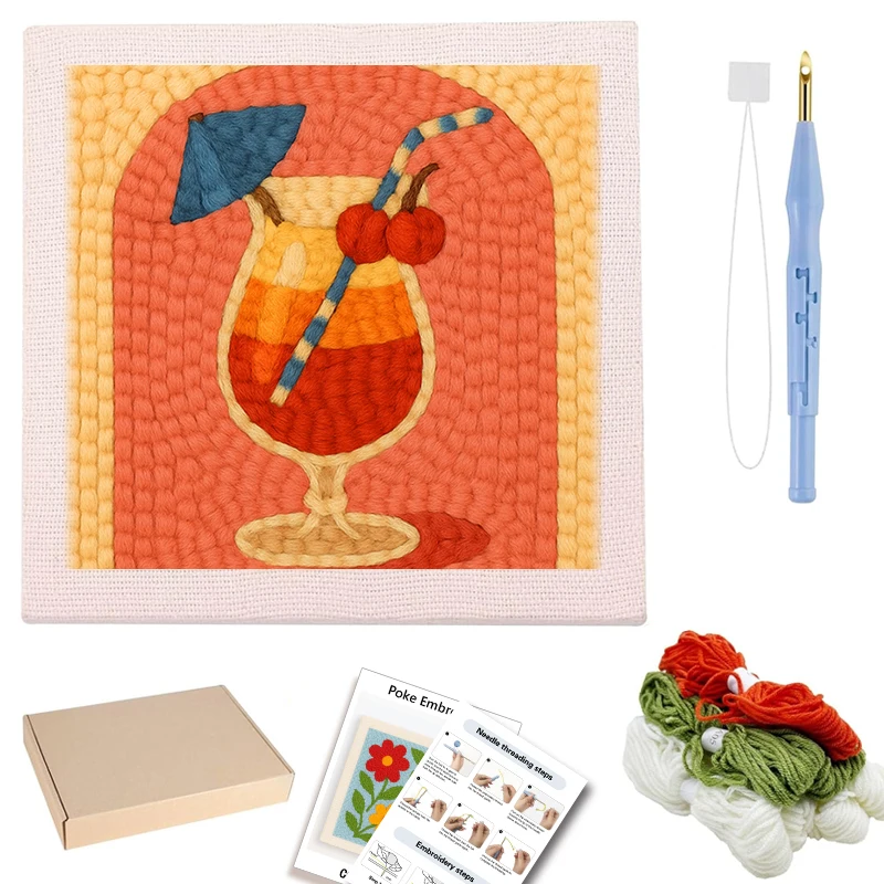 Punch Needle Embroidery Scenery Package With Frame Crafts Yarn Painting Punch Needle Kit Sewing DIY Embroidery Poke Handmade
