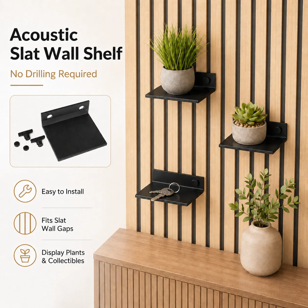 1-piece/heavy-duty soundproof panel tray storage rack, strong load-bearing capacity, no drilling buckle installation, stylish an
