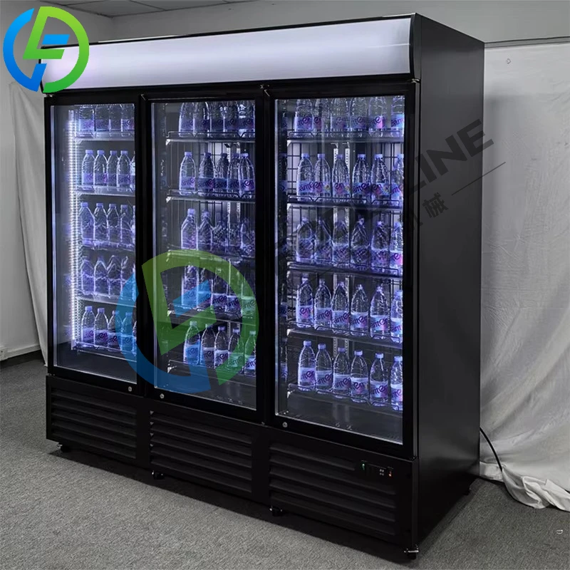 Customized Glass Door Beverage Cooler ETL Upright Fan Cooling Display Refrigerator for Drinks
