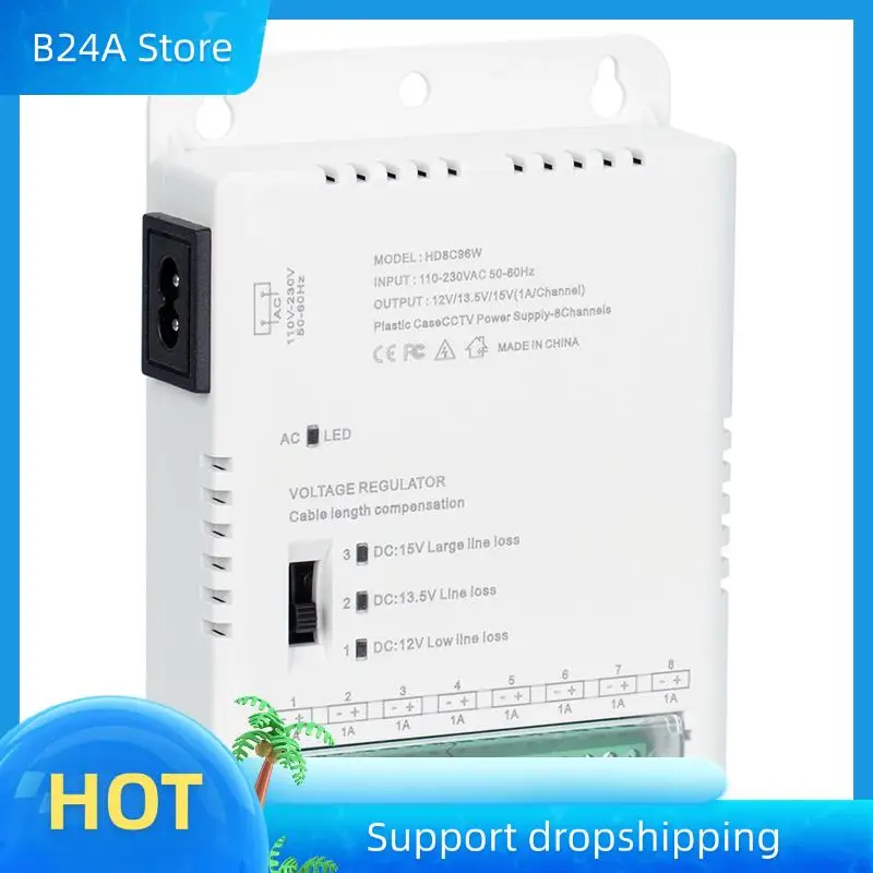 

B24A CCTV Camera Power Supply Distribution Power Supply 90V-264VAC Input To 12V-13.8-15VDC Output