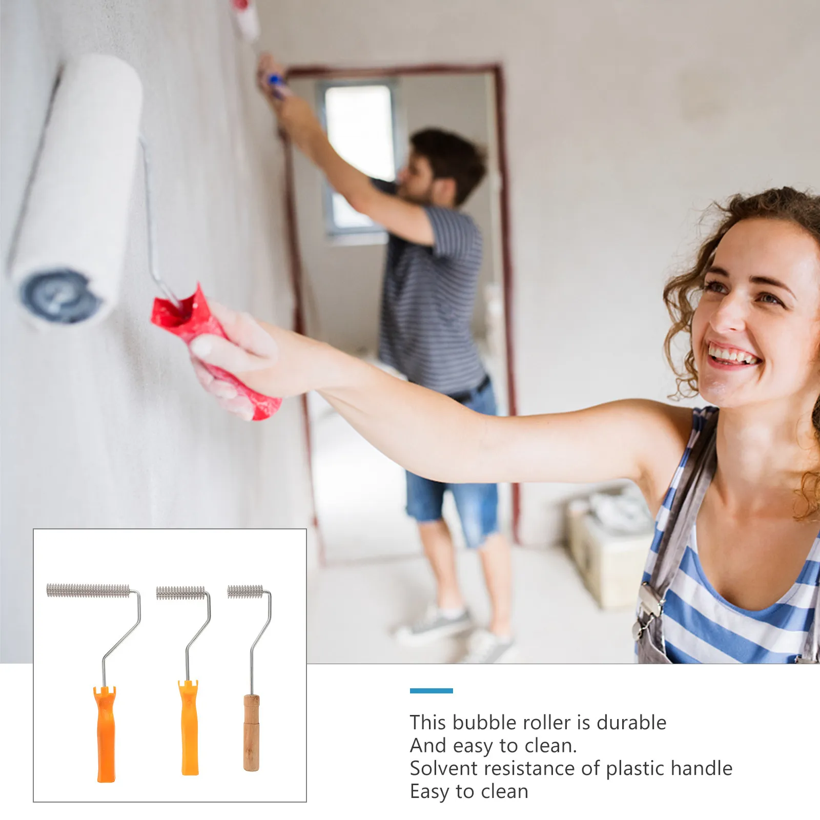 1Set Fiberglass Roller Tools Resin Laminating Defoaming Brush Spiked Roller Cement Floor Self Leveling Bubble Remove Device