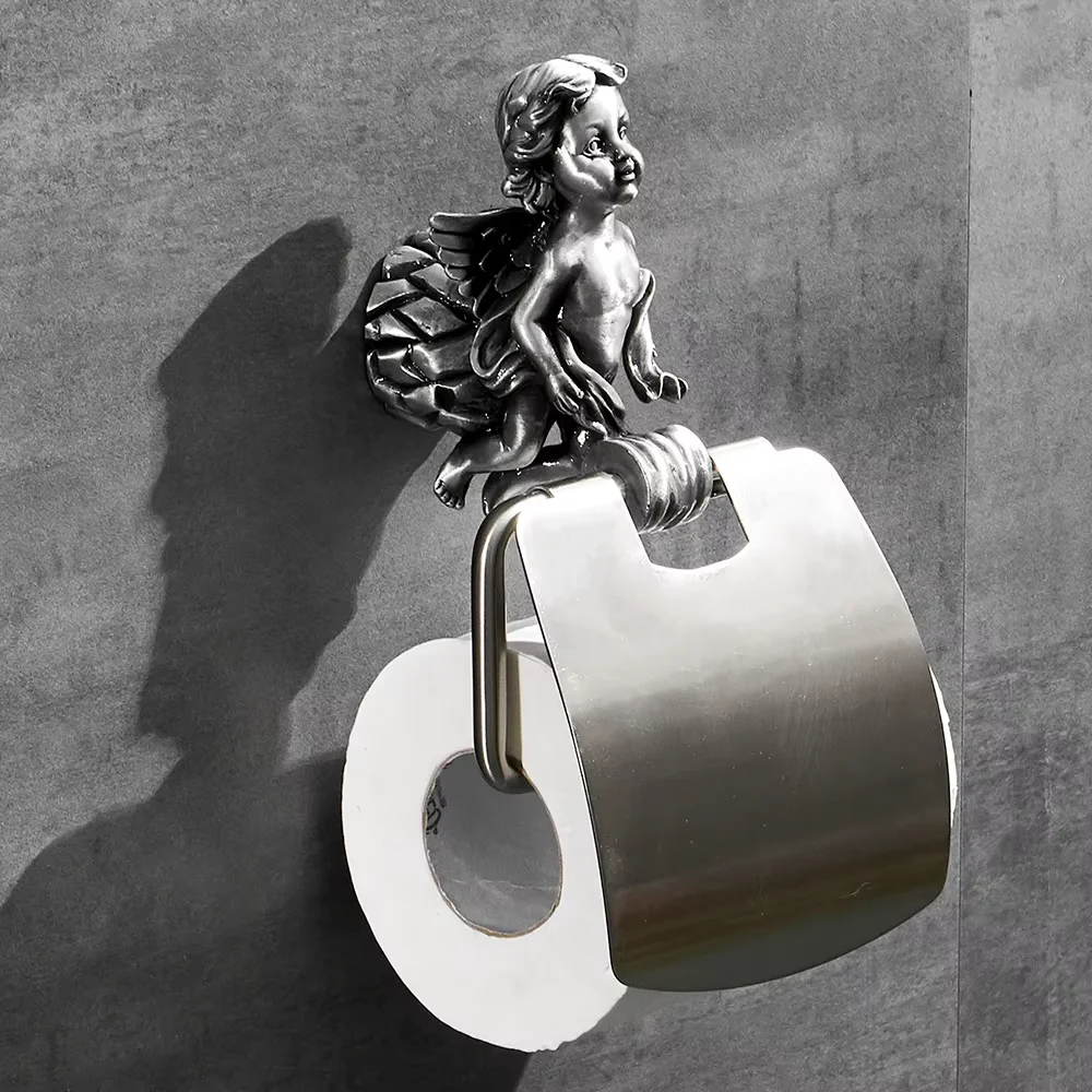 Silver Bathroom Accessories Sets Toilet Tissue Roll Paper Holder Towel Rack Bar Rail Ring Robe Clothes Hook Hardware MB-0782T