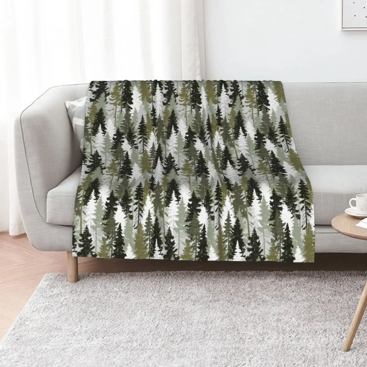 

Pine Tree Forest / Olive Throw Blanket Luxury Throw halloween Polar Sleeping Bag Blankets