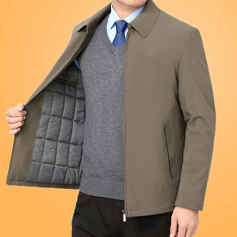 

New Men's Cotton Jaet Thermal Loose Fit Adstrative Sle Winter Coat for Middle-Aged And ly Polyester Fiber
